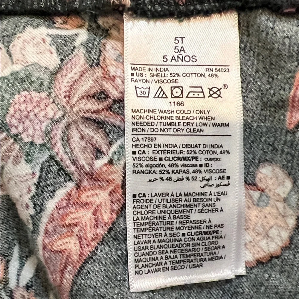 Old Navy ruffle trim Kids Dress with Floral Print in Dark Green